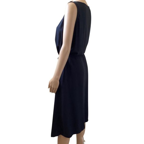 J.Jill black dress button-down front, elasticized waist sleeveless midi dress L - Picture 3 of 4